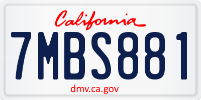 CA license plate 7MBS881