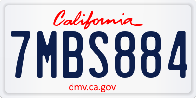 CA license plate 7MBS884