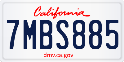 CA license plate 7MBS885