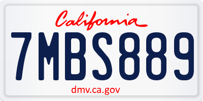 CA license plate 7MBS889