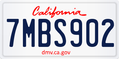 CA license plate 7MBS902