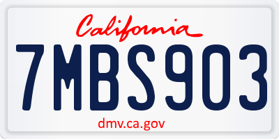 CA license plate 7MBS903