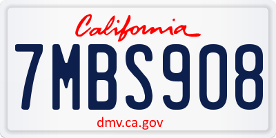 CA license plate 7MBS908