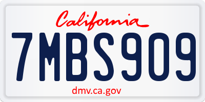 CA license plate 7MBS909