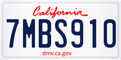 CA license plate 7MBS910