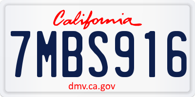CA license plate 7MBS916
