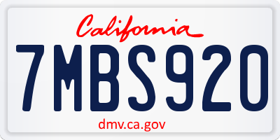 CA license plate 7MBS920