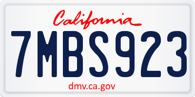 CA license plate 7MBS923