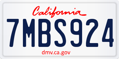 CA license plate 7MBS924