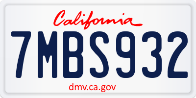 CA license plate 7MBS932