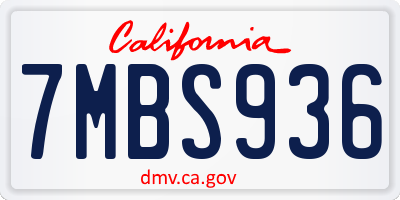 CA license plate 7MBS936
