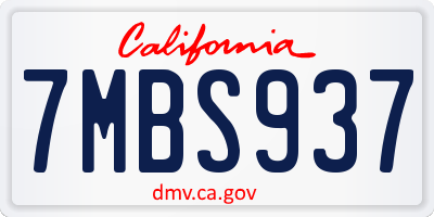 CA license plate 7MBS937