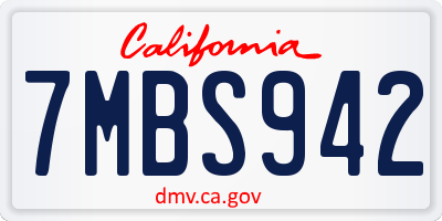 CA license plate 7MBS942