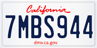 CA license plate 7MBS944