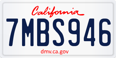 CA license plate 7MBS946