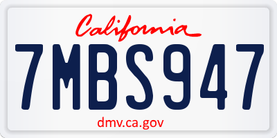 CA license plate 7MBS947