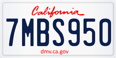 CA license plate 7MBS950