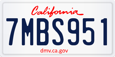 CA license plate 7MBS951