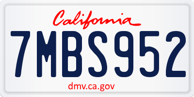CA license plate 7MBS952