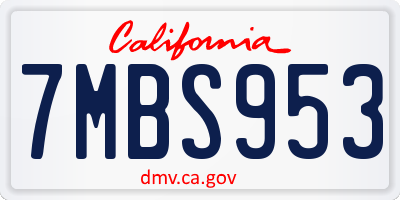 CA license plate 7MBS953
