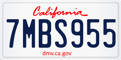 CA license plate 7MBS955