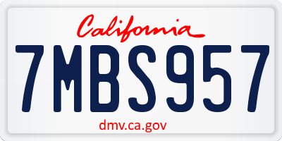 CA license plate 7MBS957