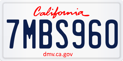 CA license plate 7MBS960