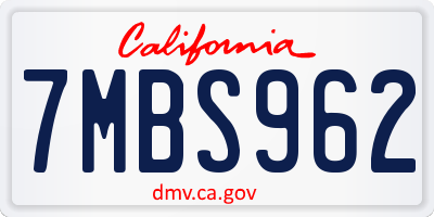 CA license plate 7MBS962