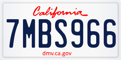 CA license plate 7MBS966