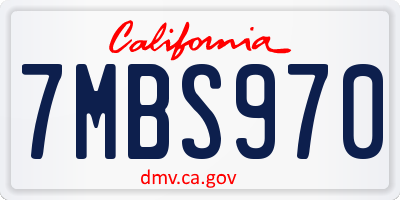CA license plate 7MBS970