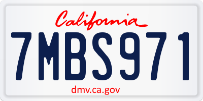 CA license plate 7MBS971