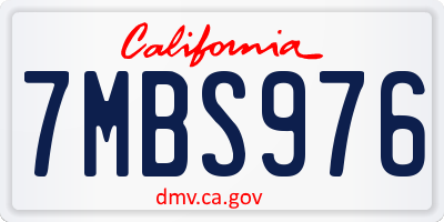 CA license plate 7MBS976