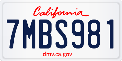 CA license plate 7MBS981