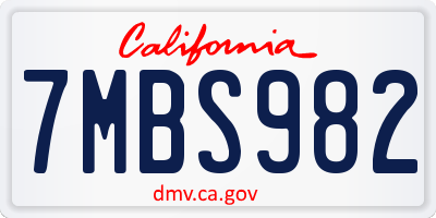 CA license plate 7MBS982