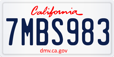 CA license plate 7MBS983