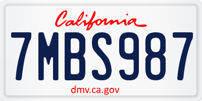 CA license plate 7MBS987