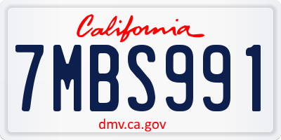 CA license plate 7MBS991