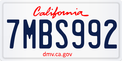 CA license plate 7MBS992