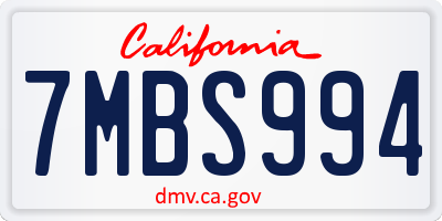 CA license plate 7MBS994