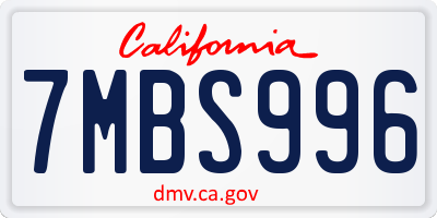 CA license plate 7MBS996