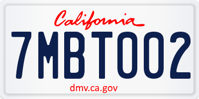 CA license plate 7MBT002