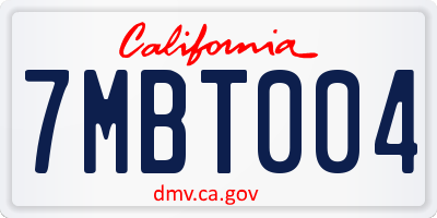 CA license plate 7MBT004