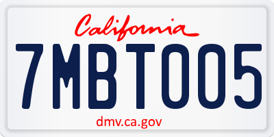 CA license plate 7MBT005