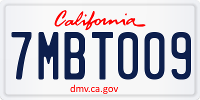 CA license plate 7MBT009