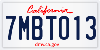 CA license plate 7MBT013