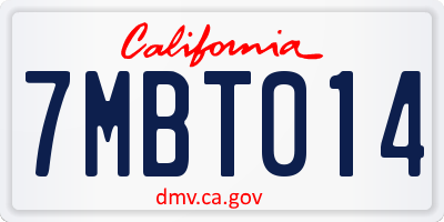 CA license plate 7MBT014