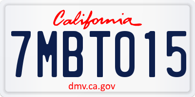 CA license plate 7MBT015