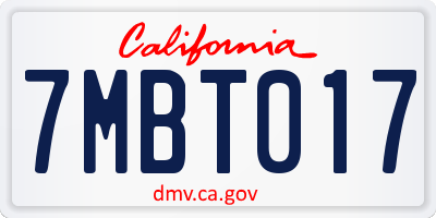 CA license plate 7MBT017