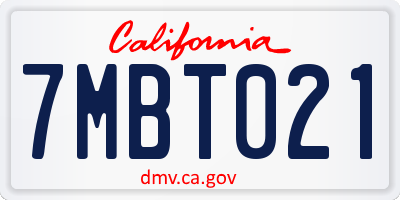 CA license plate 7MBT021