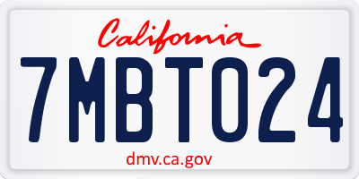 CA license plate 7MBT024